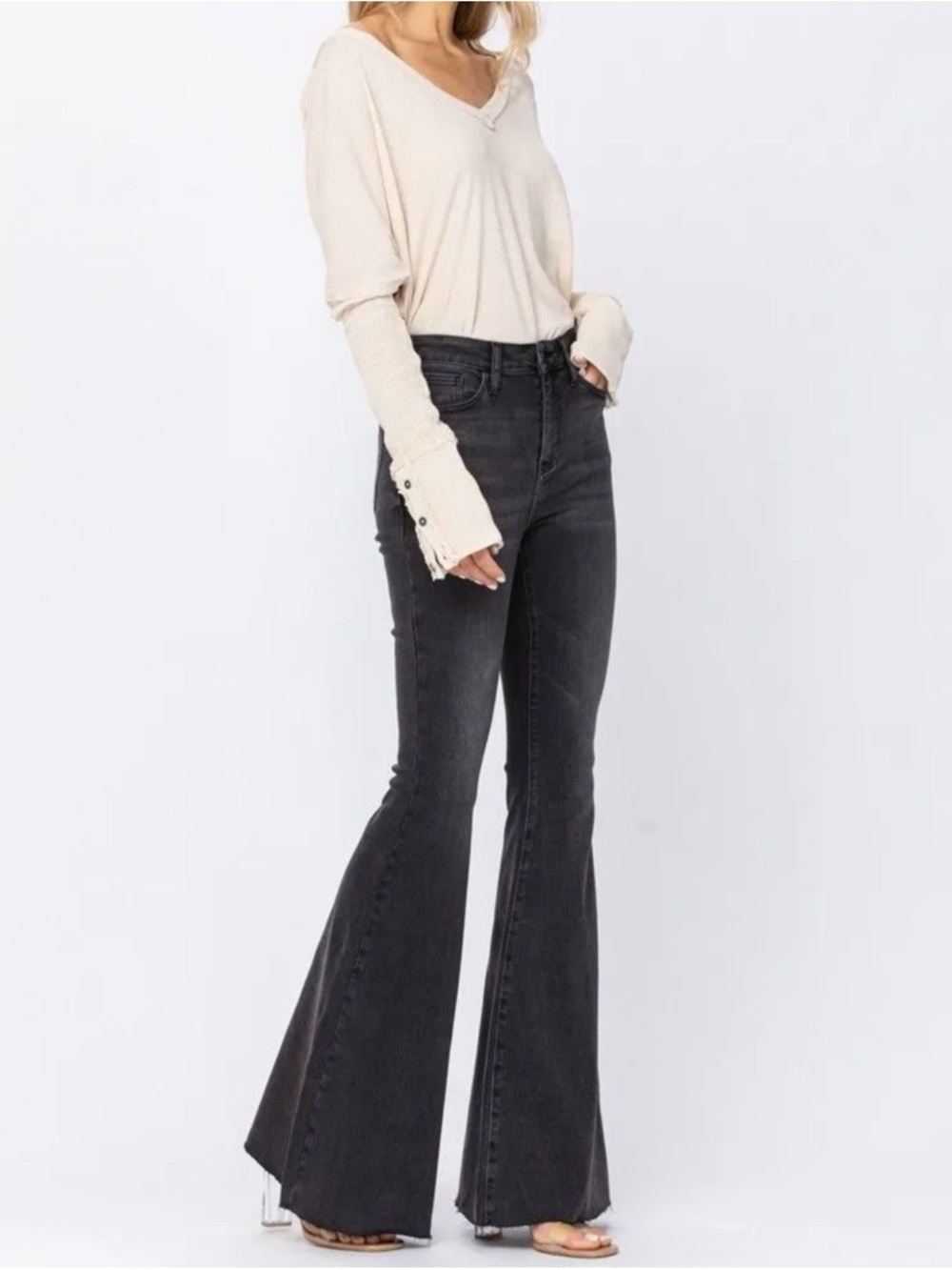 Judy Blue Black High Rise Cut Off Super Flare